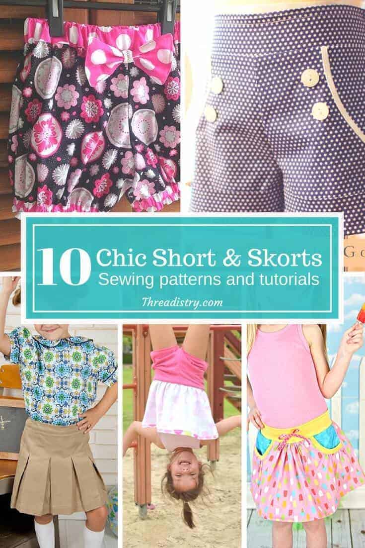 Just because a girl likes climbing trees, doesn't mean you can't sew pretty things for her. I love this collection of skorts and shorts patterns to sew for an active little girl.