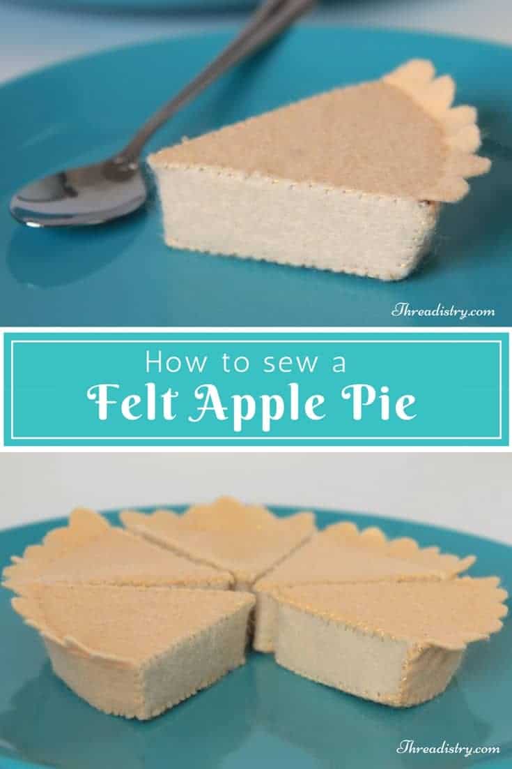 How to sew a felt apple pie. A great addition to the play food collection. I made mine for my daughter's basket for her Little Red Riding Hood costume. So easy! | DIY sewing tutorial | Threadistry