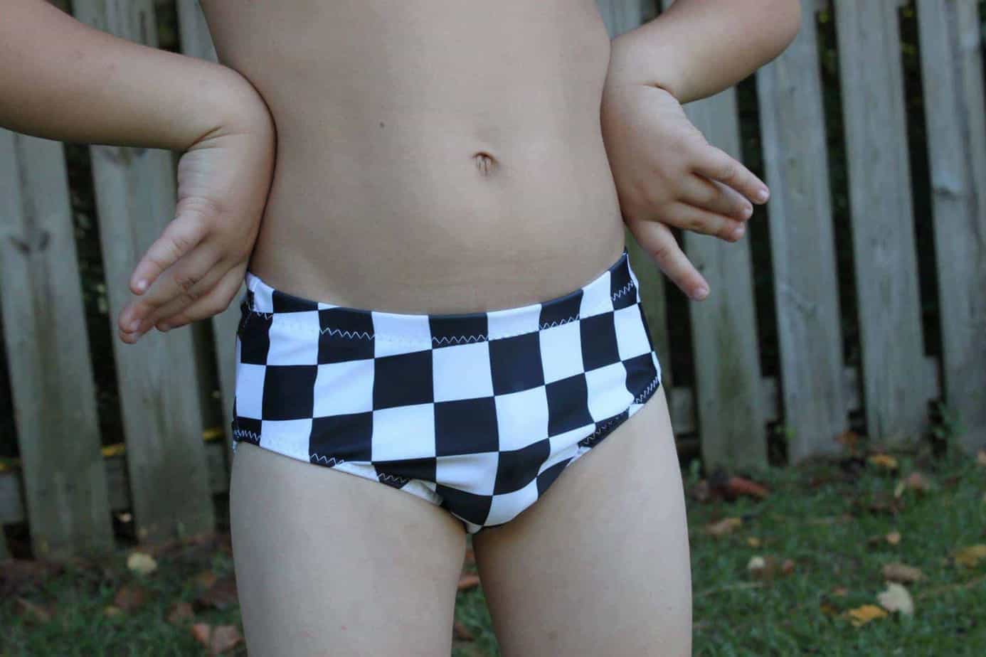 Boy's swim briefs sewing pattern from Boo Designs - speedo-style swim trunks for boys