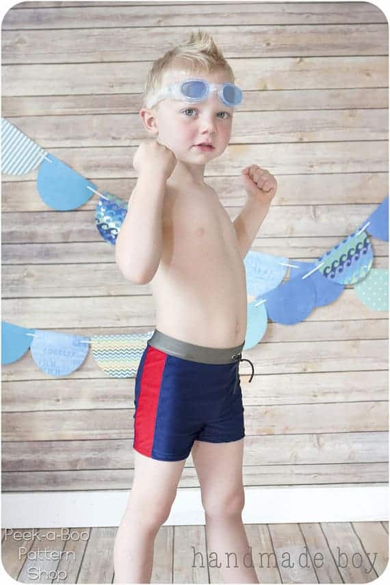 Monaco swim trunks sewing pattern by Peekaboo Patterns - euro style swim shorts for boys