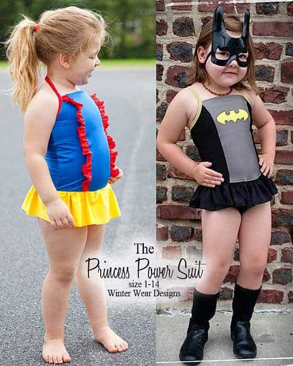 Princess power swimsuit sewing pattern for girls