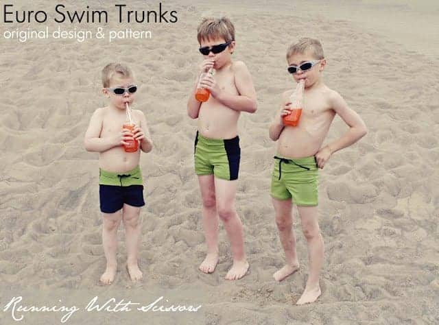 Euro swim trunks sewing pattern for boys by Running with Scissors