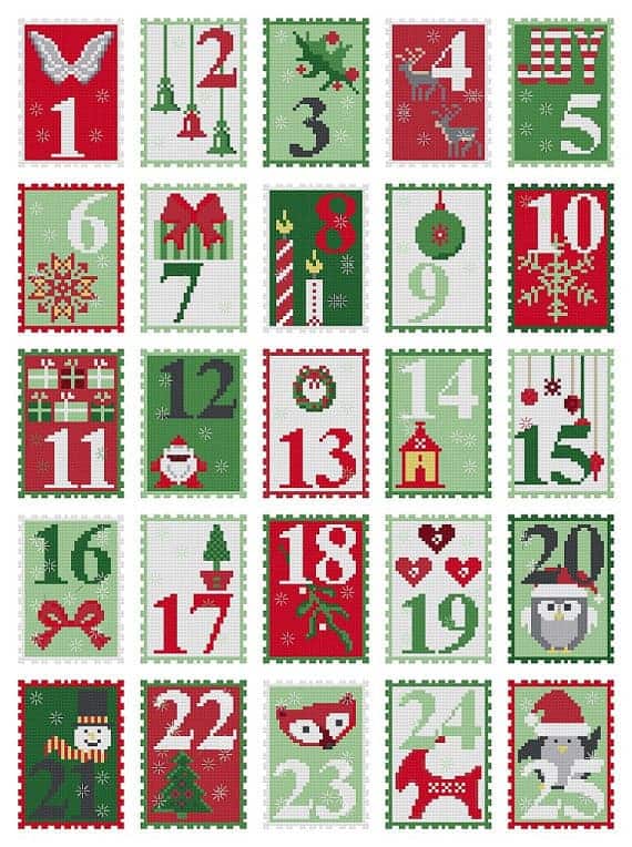 DIY cross-stitch advent calendar sewing pattern