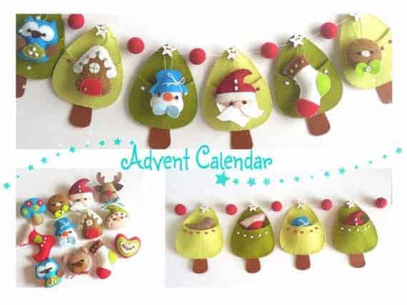 Whimsical DIY felt bunting advent calendar sewing pattern