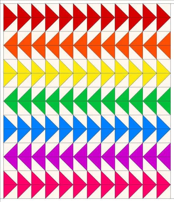 Rainbow Geese Quilt Pattern - one of a great collection of easy rainbow quilt designs on Threadistry.