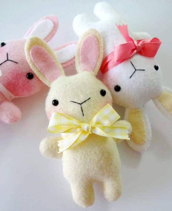 The felt bunny softie sewing pattern by Precious Patterns is fun and simple to make