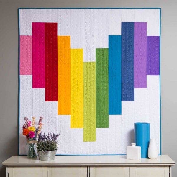 Piece of My Heart Strip Quilt - great easy rainbow quilt design.