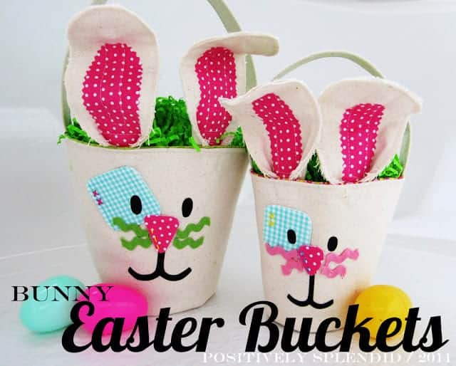 Canvas bunny Easter buckets sewing tutorial from Positively Splendid
