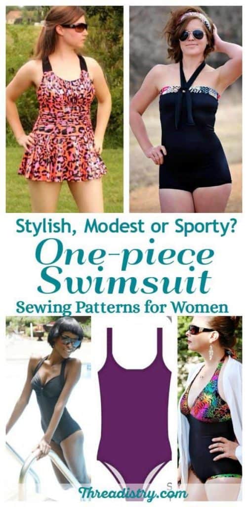 DIY one piece swimsuit sewing patterns for women. Make the perfect fitting swimmers for ladies with these patterns. There's a great selection of patterns including stylish, sporty and modest designs. Let's get sewing!