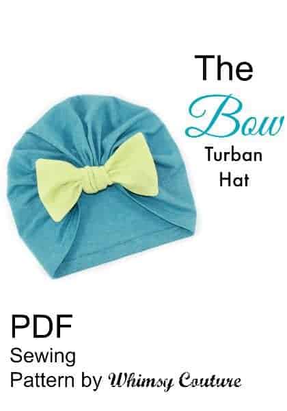 Bow turban cap baby hat sewing pattern by Whimsy Couture