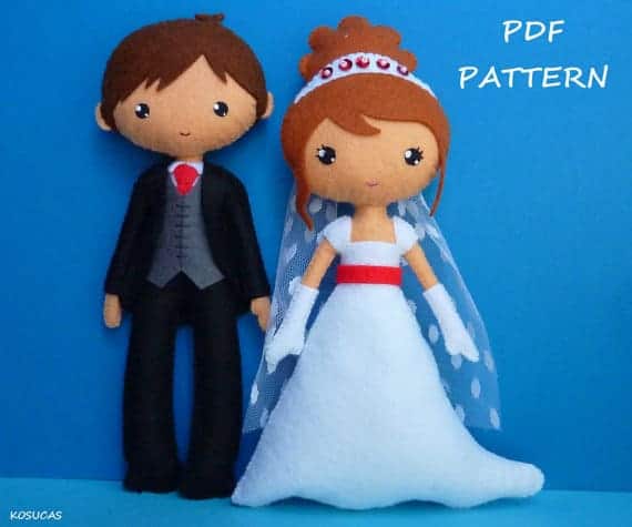 Felt-bride-groom-doll-sewing-pattern