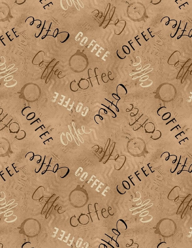 Coffee quilting cotton fabric print