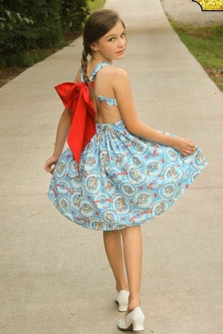 Sweet bow dress sewing pattern by Patterns for Pirates
