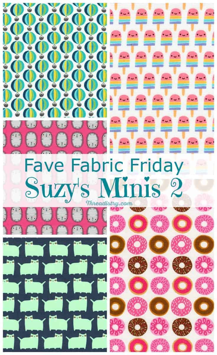 Suzy's Minis fabric collection by Robert Kaufman is so cute, including cats, popsicles, hot air balloons and donuts. It's perfect for I-Spy quilts