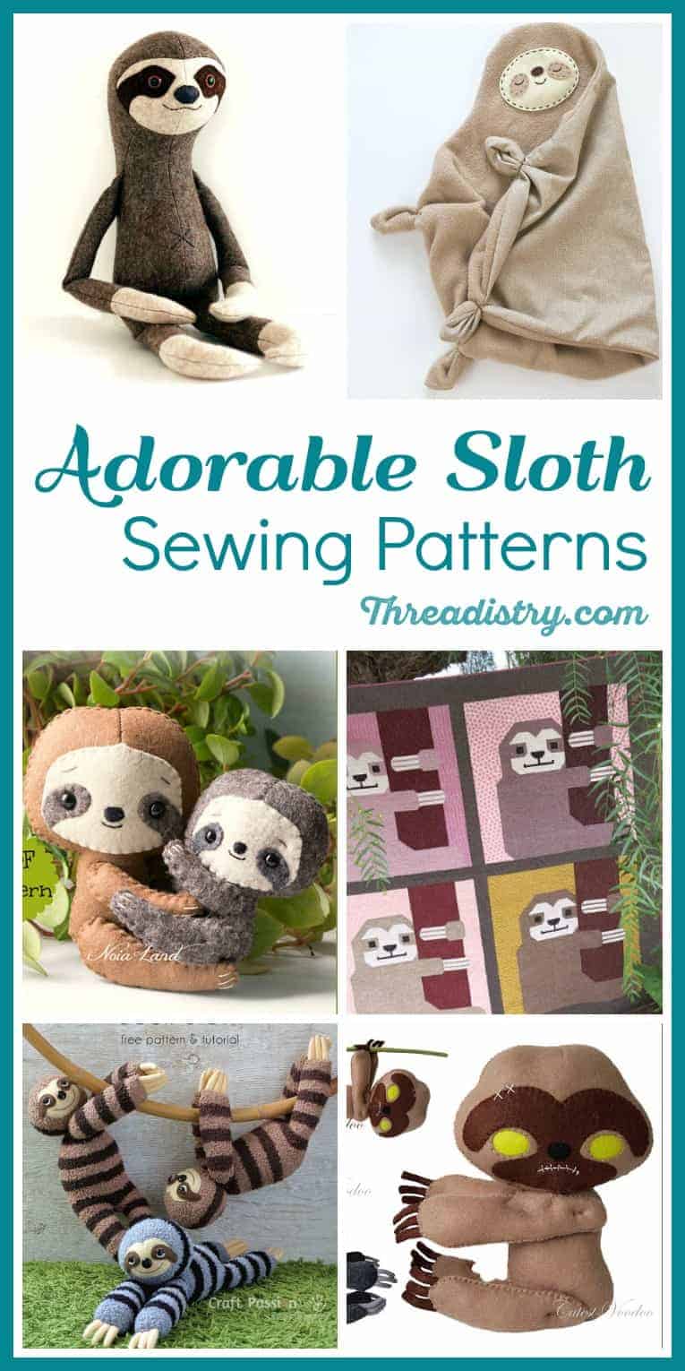 Who can resist these sweet Sloth Sewing Patterns