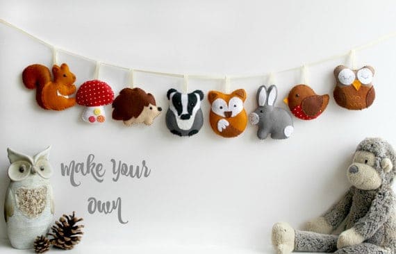 Felt Woodland creatures garland sewing craft kit