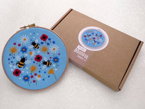 Bees and Wildflowers embroidery sewing kit from Oh Sew Bootiful