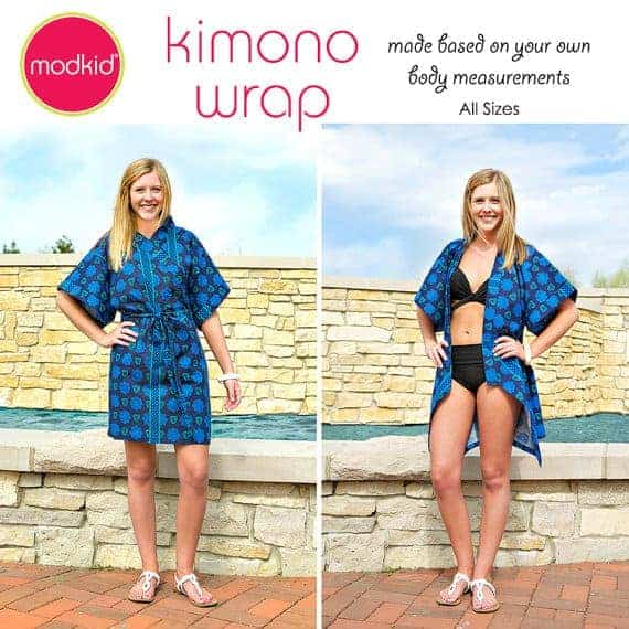 Kimono Wrap beach cover up sewing pattern for women from Modkid