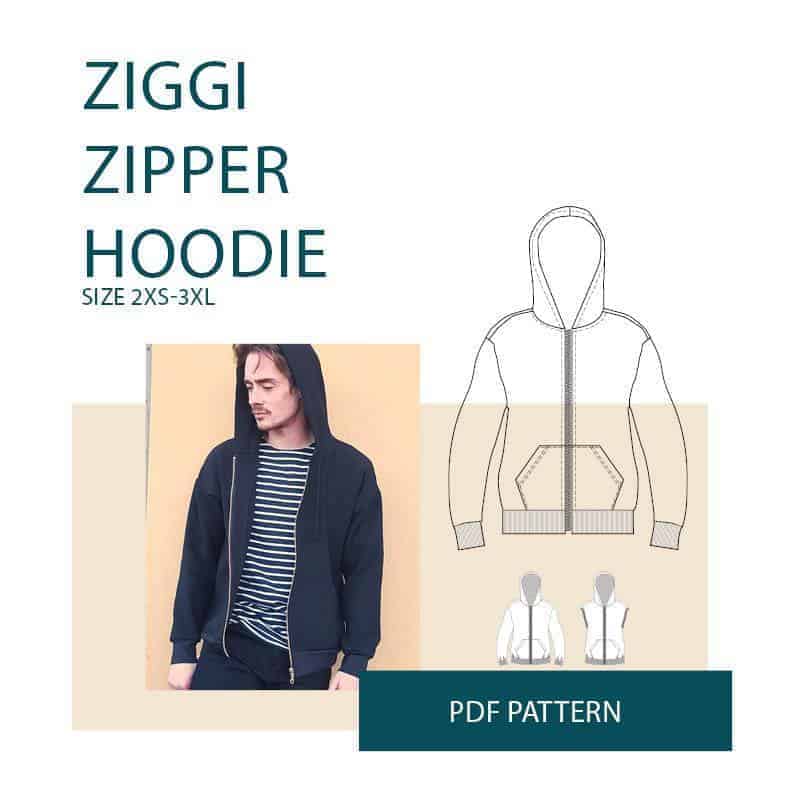 Ziggi Zipper Hoodie sewing pattern from Wardrobe By Me