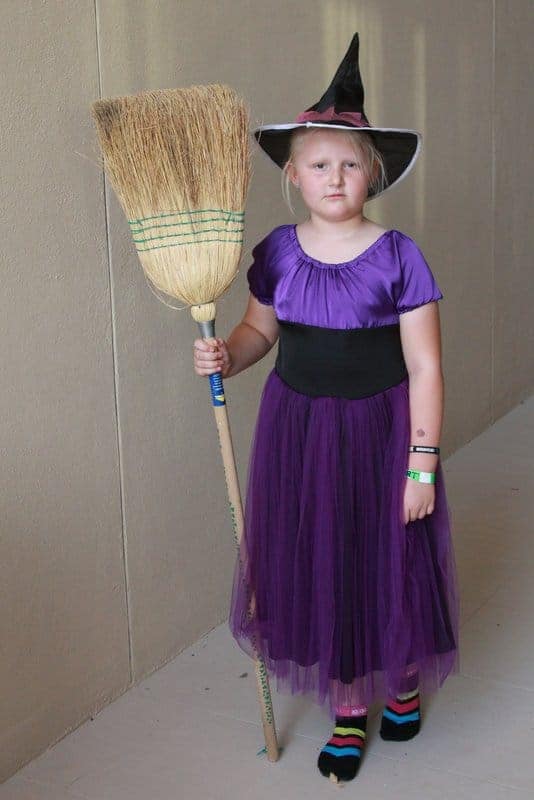 Turn a simple dress sewing pattern into a witch costume for girls