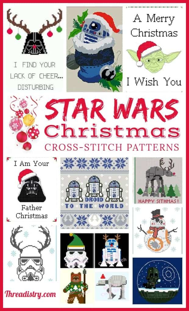 Look for great DIY Star Wars Christmas gift ideas? Cross-stitch some Star Wars Christmas decorations with this fun (and funny!) collection of patterns available on Etsy, including Yoda, Darth Vader, Storm Troopers and more. Awesome present for the holidays for the Star Wars geek! #StarWars #CrossStitch #Christmas