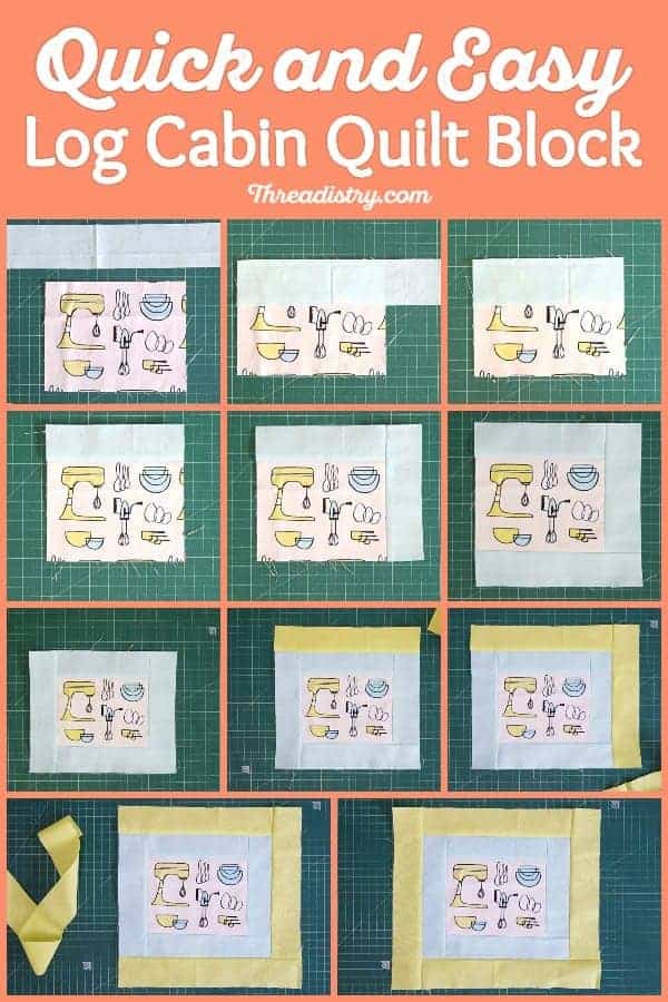 Sew a log cabin quilt block from scraps or fat quarters with this fun free tutorial. There's a calculator to work out the measurements for a traditional block, or use the method for a more modern design. 
