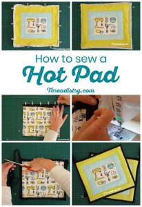 How to sew a pot holder or hot pad with Insul-Bright. Learn how to quilt and bind a pot holder with this simple and easy sewing tutorial for beginners.