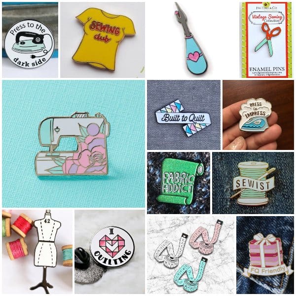 30+ Fun Sewing enamel pins (and Quilting pins too!)