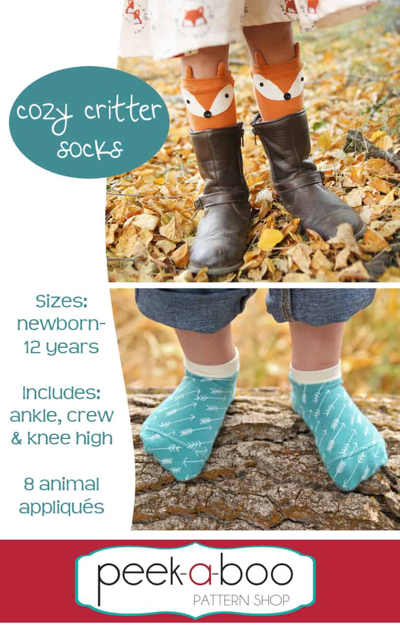 Cozy Critter socks sewing pattern
