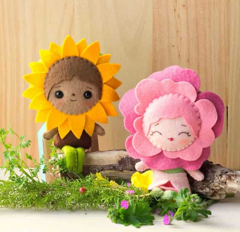 Rose and Sunflower fairy dolls sewing pattern