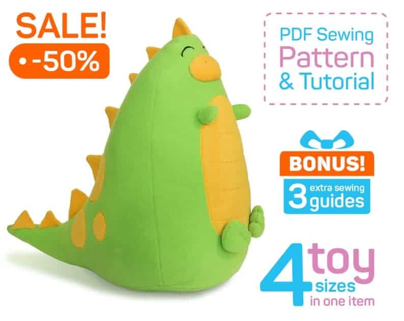 Fat dinosaur stuffed animal sewing pattern