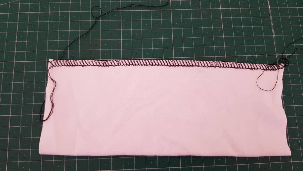 Example of serger stitching with left needle not threaded