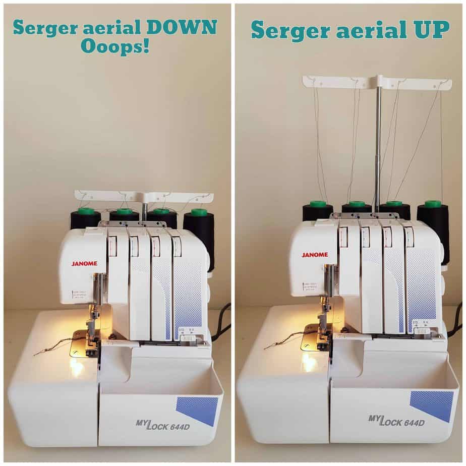 Collage with serger aerial shown in up and down positions