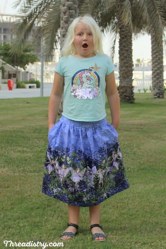 The Schatje Skirt sewing pattern for girls has pockets!!!