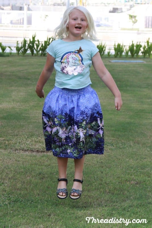 Can you jump in the Schatje skirt? Girl's skirt sewing pattern from The Eli Monster