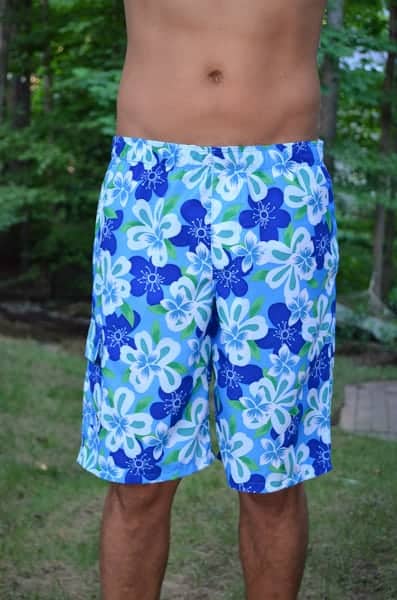 Blue floral pattern men's board shorts