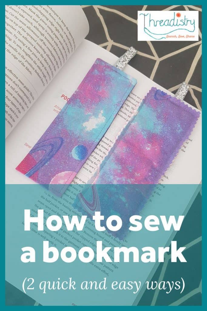 DIY fabric bookmarks on an open book