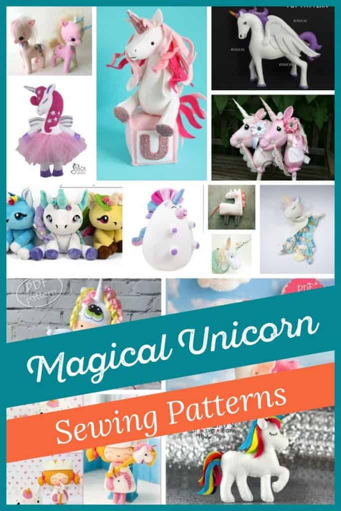 Collage of the cutest unicorn sewing patterns