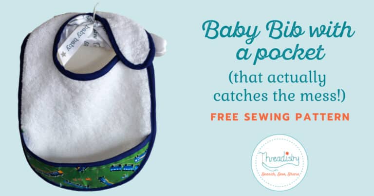 Free pocket baby bib sewing pattern (that actually catches the mess!)