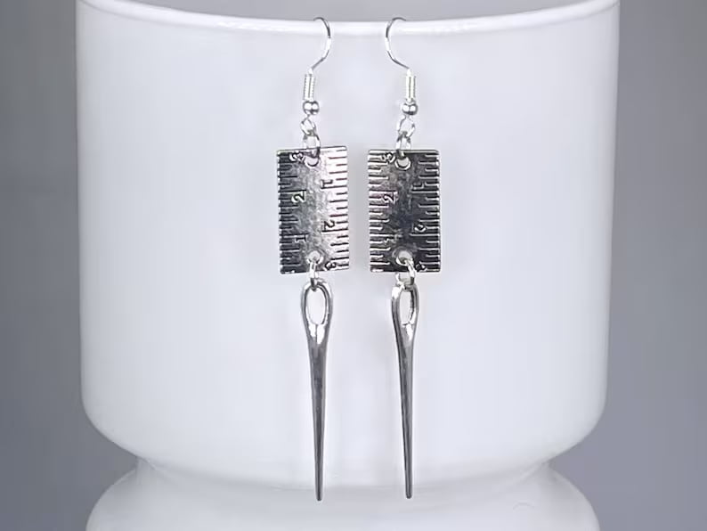 Silver Needle Earrings by Disco Bunny Design