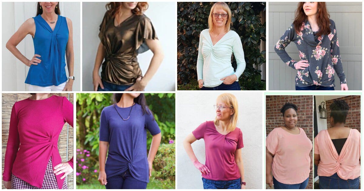 Collage of twist top sewing patterns