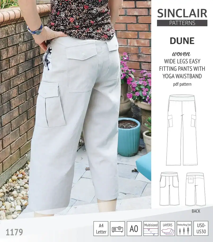 Comfortable wide-leg cargo pants with pockets, perfect for casual or yoga wear.