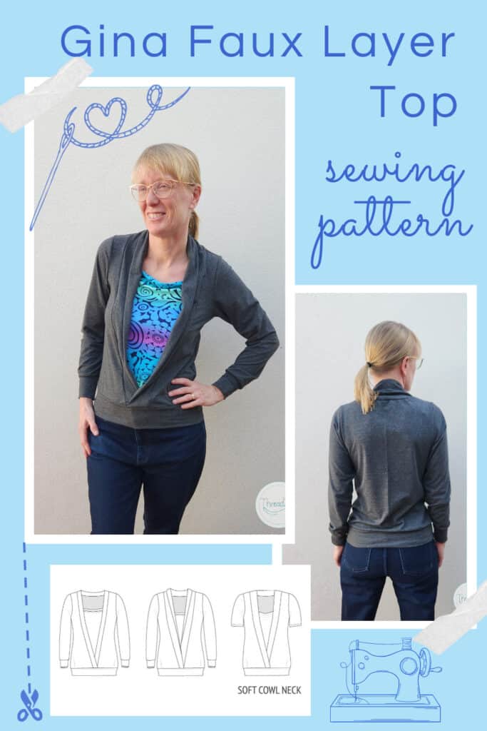Faux layer sewing pattern, Gina Faux Layer Top, easy-to-make sewing pattern with detailed instructions for a stylish layered look.