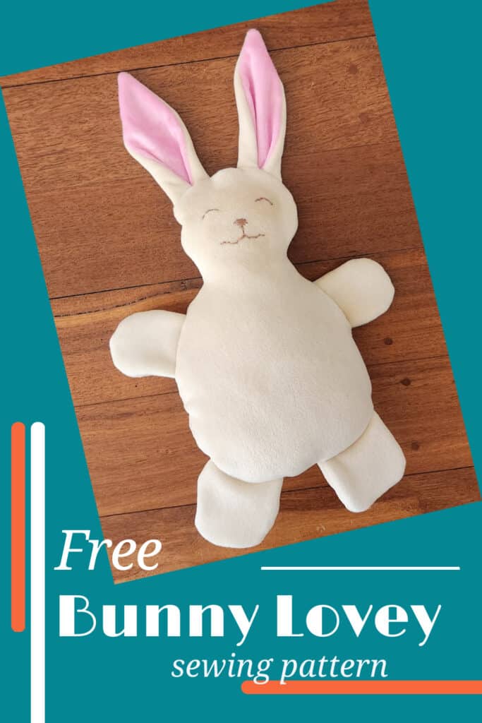 Adorable bunny rabbit plush toy for sewing tutorials and free templates.
