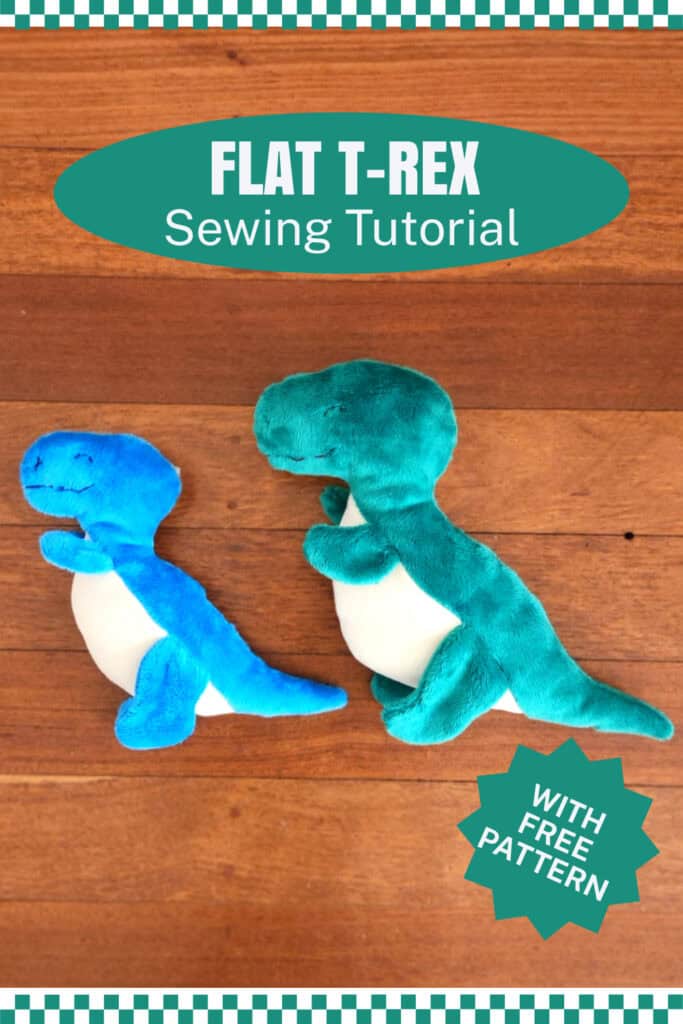 Step-by-step sewing tutorial for creating a plush T-Rex dinosaur with free pattern included.