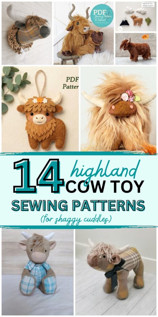 Soft plush Highland Cow toy with detailed features and fluffy fur.