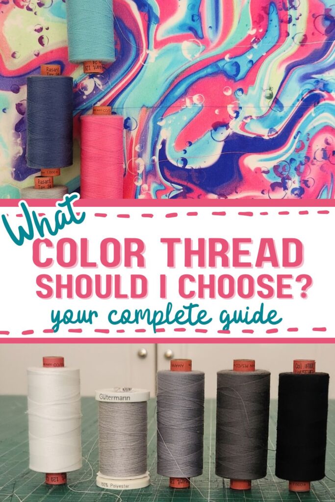 Color thread options for sewing projects with vibrant background.