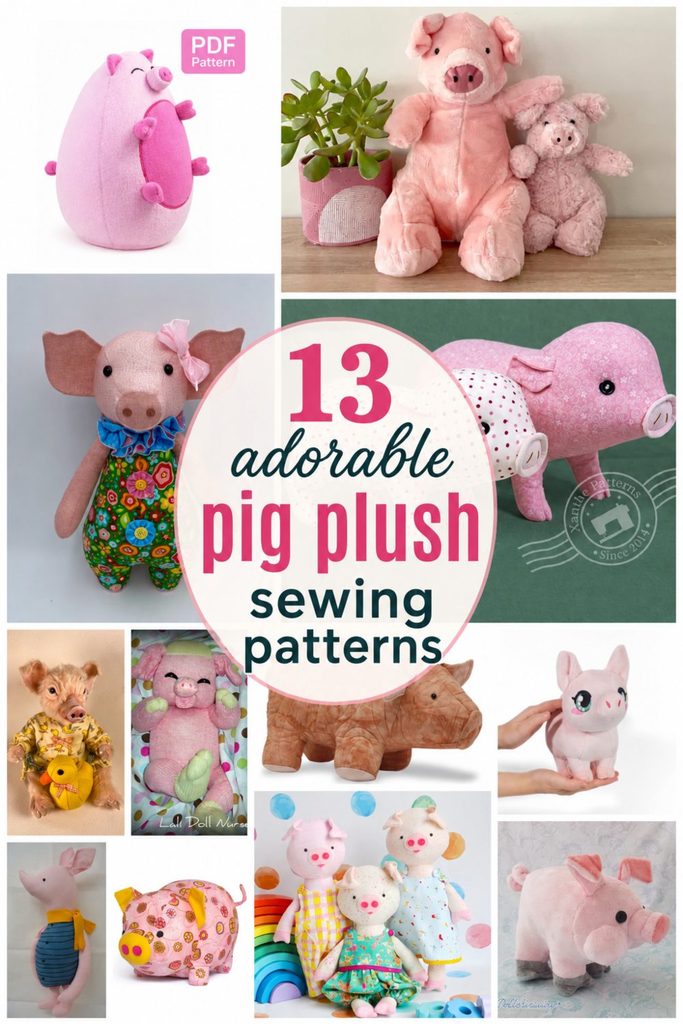 Discover the best pig sewing patterns, from quick and easy plushies to detailed realistic piglets, rag dolls, and cuddly farmyard friends.