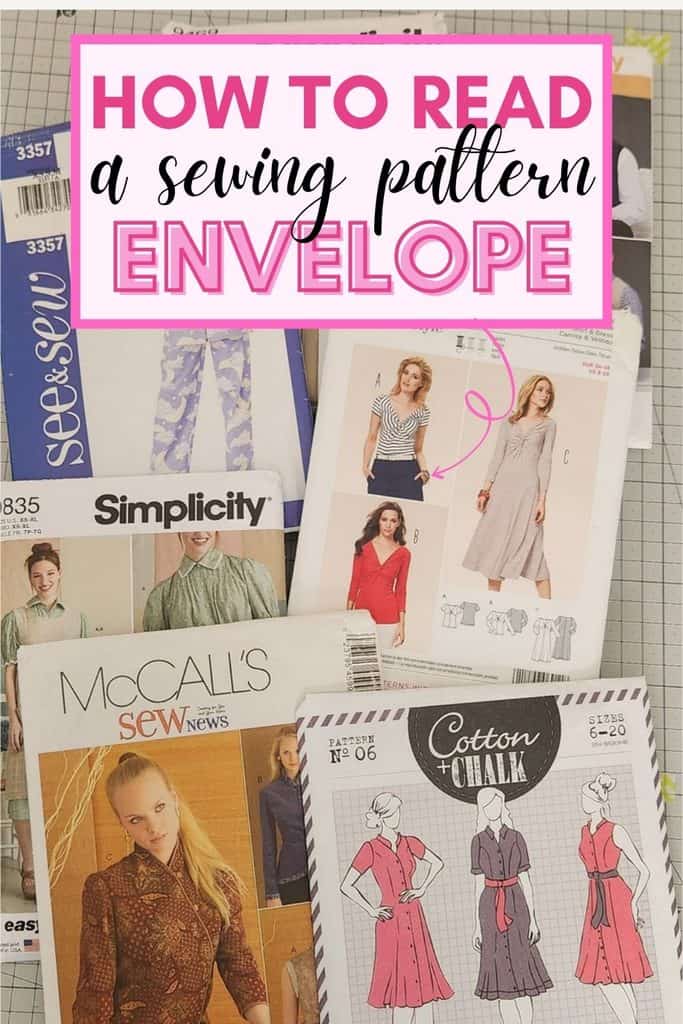 Sewing pattern envelope with instructions and fabric samples for dressmaking.